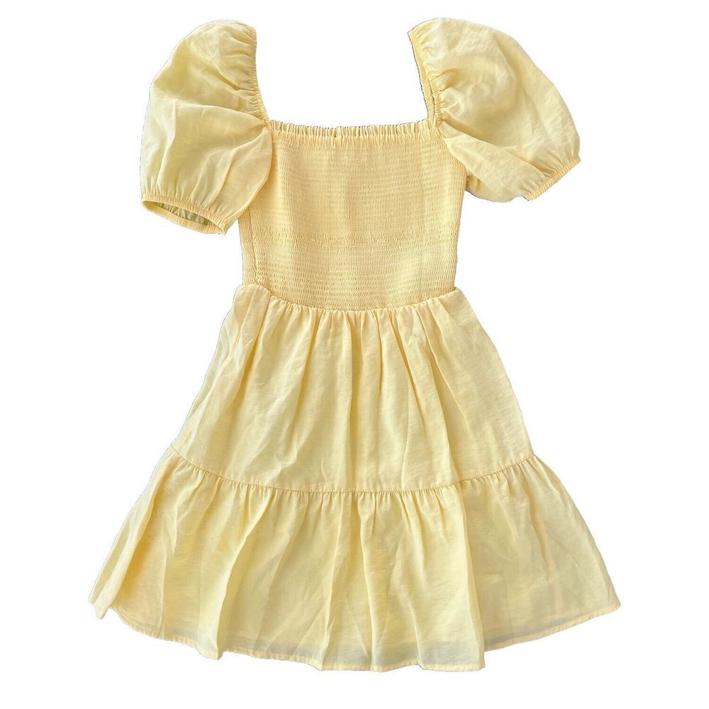 KOOKAI‎ Yellow Smocked Mini Dress Size 36 / Small